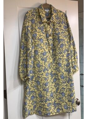 J. Jill Yellow Linen Dress with Blue Paisley Print